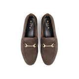Birdseye View of the Walk London Terry Trim Loafer in Brown Suede