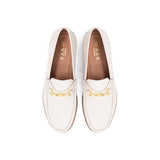 Birdseye View of the Walk London Tino Bone Loafer in Off White Grained Leather