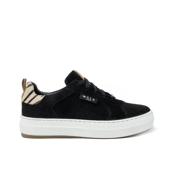 Sahara Trainer Black Suede Zebra Pony