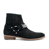 WALK London Russel Chain Cuban Boot Black Suede