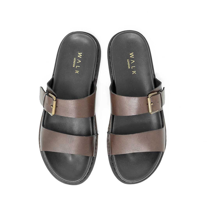 WALK London Adam Sandal Brown Leather