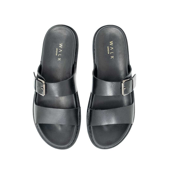 WALK London Adam Sandal Black Leather