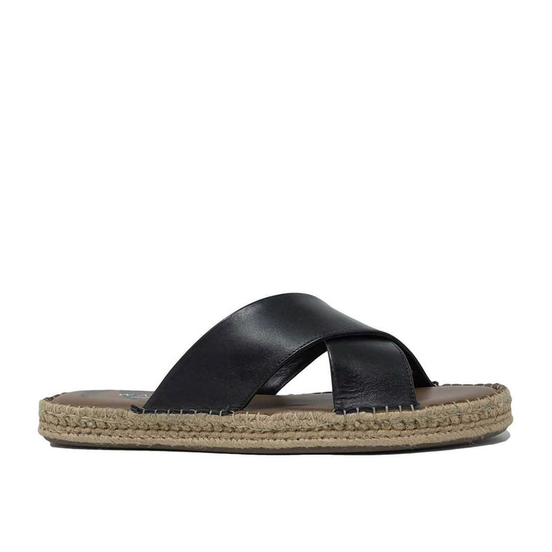 WALK London Amalfi Espadrille Sandal Black Leather