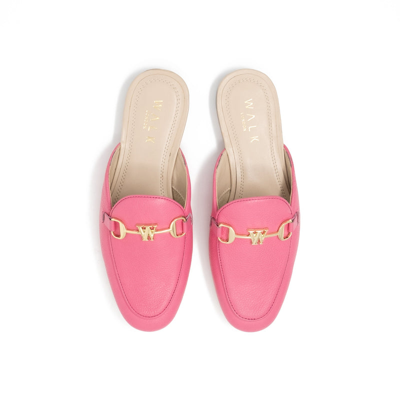 Birdseye View of the Walk London Bella Trijm Mule Loafer in Hot Pink