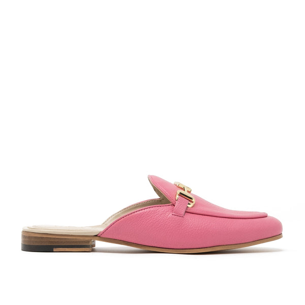 Walk London Bella Mule Loafer in Hot Pink Leather