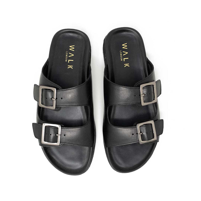 WALK London Brody Sandal Black Leather