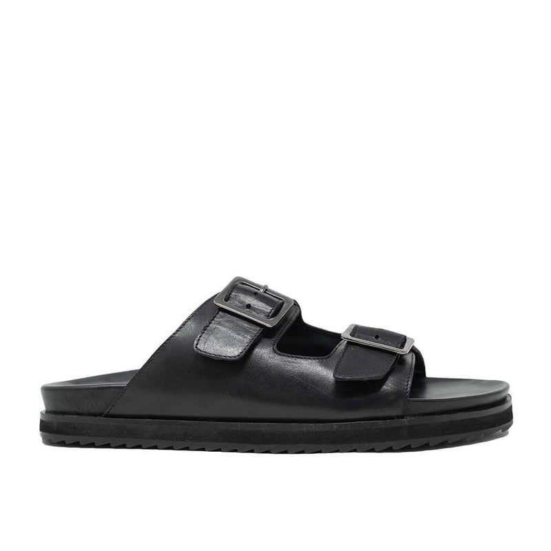 WALK London Brody Footbed Sandal Black Leather