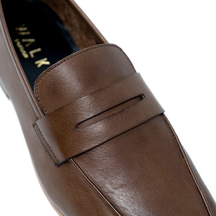 WALK London Capri Penny Loafer Brown Leather Penny Saddle