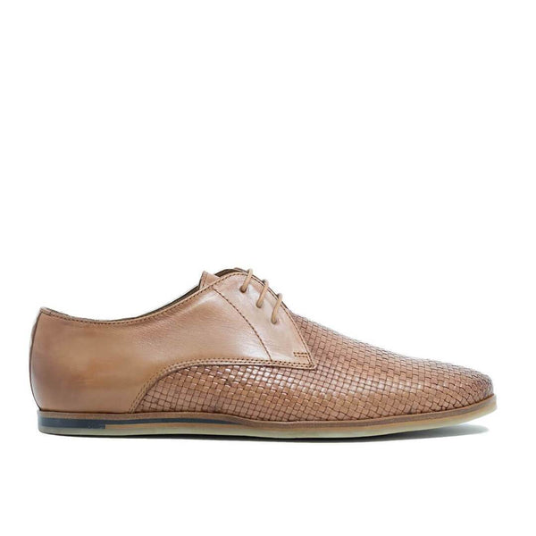 WALK London Chris Woven Lace Up Shoe Tan Leather