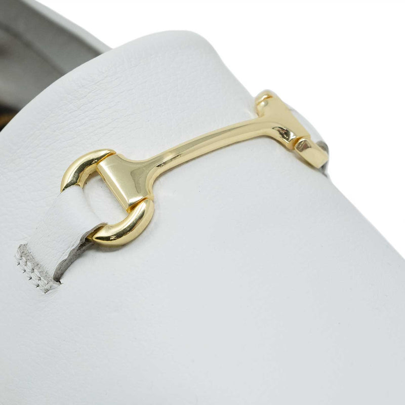 White Leather Espadrille with Gold Snaffle Bit