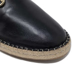 Black Leather Espadrille