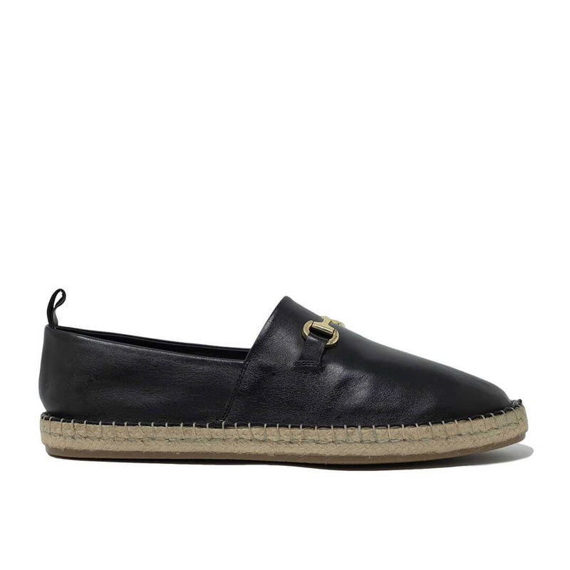 WALK London Coast Trim Espadrille Black Leather