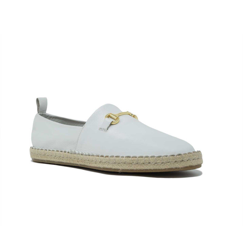 Men's White Leather Espadrille