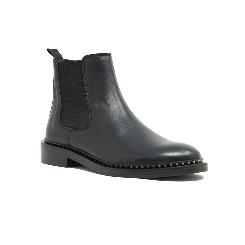 Walk London Darcy Chelsea Boot in Black Leather, Angle Shot