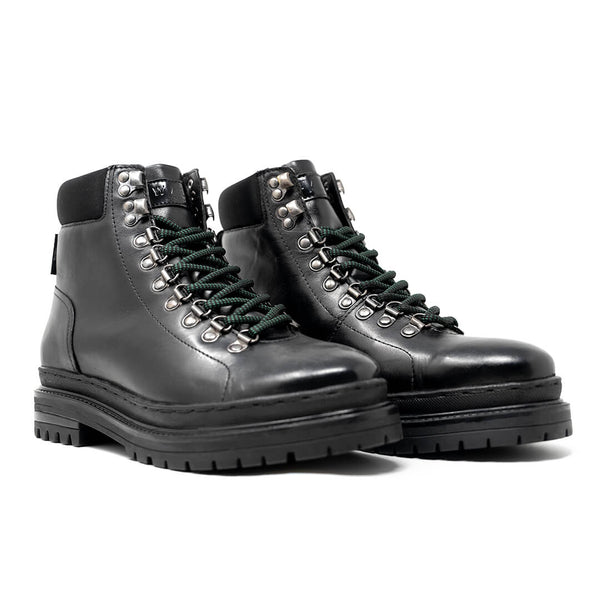 Everest Hiking Boot Black Leather Double