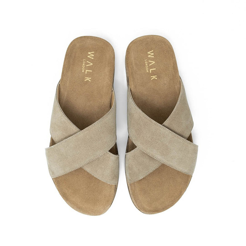 WALK London Fisher Sandal in Stone Suede