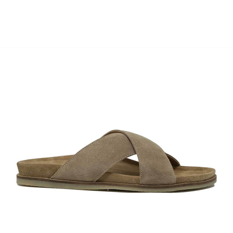 WALK London Fisher Cross Strap Footbed Sandal Flax Suede