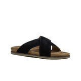 Men's Black Suede Cross Strap Sandal