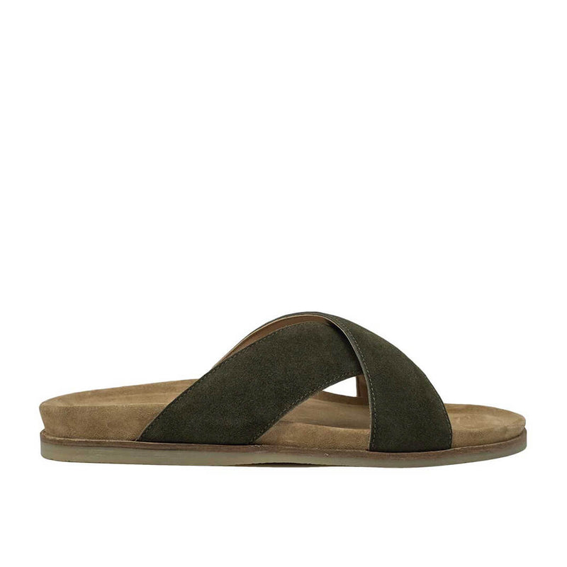 WALK London Fisher Footbed Cross Strap Khaki Suede