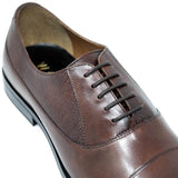 WALK London Florence Oxford toe Cap Shoe Brown Leather Embossed Facing