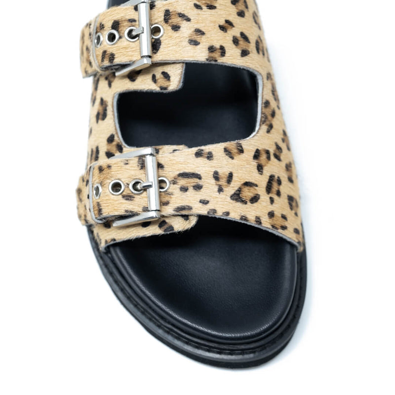 WALK London Garda Footbed Sandal Leopard Pony