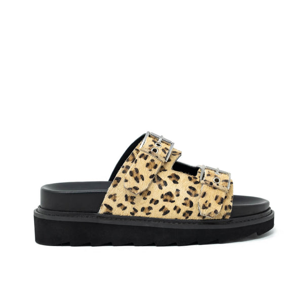 WALK London Garda Footbed Sandal Leopard Pony