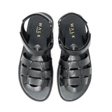 WALK London Men's Gladiator Sandal Black Leather top