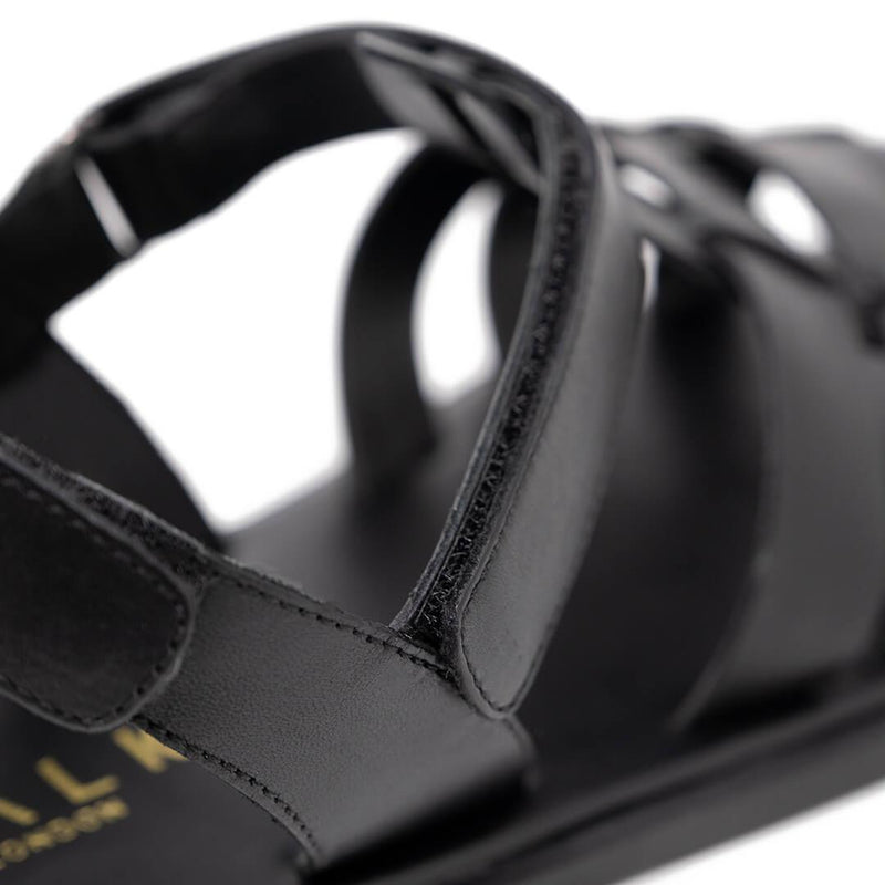 WALK London Men's Gladiator Sandal Black Leather Velcro