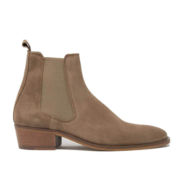 WALK London Hoxton Cuban Heel Chelsea Boot Camel Suede