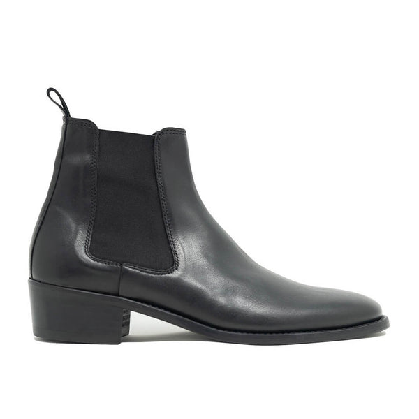 WALK London Hoxton Cuban Heel Chelsea Boot Black Leather