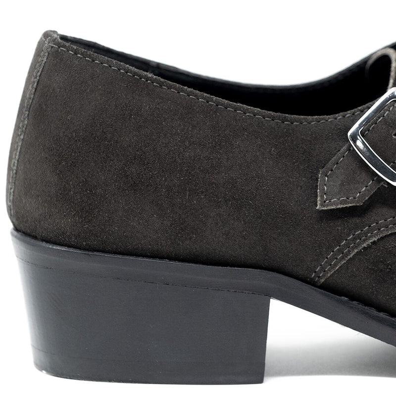 WALK London Hoxton Monk Shoe Grey Suede Heel