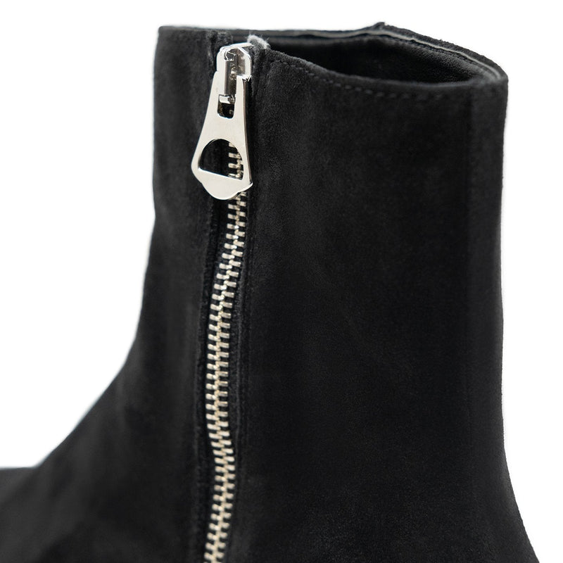 Walk London Hoxton Zip-up Cuban Heel Boot in Black Suede