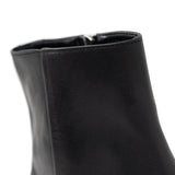 Walk London Hoxton Cuban Heeled Chelsea Boot in black leather, close-up with white background