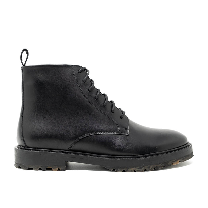 WALK London James Lace Up Boot Black Leather