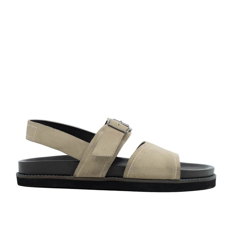 WALK London Joe Strap Footbed Sandal Stone Suede