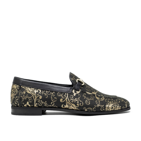 Joey Trim Loafers Black Gold Textile