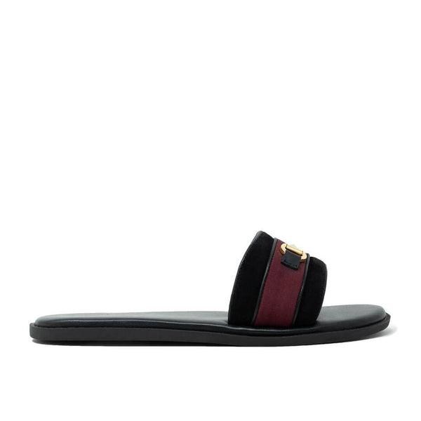 WALK London Kingston Trim Slider Red and Black Suede