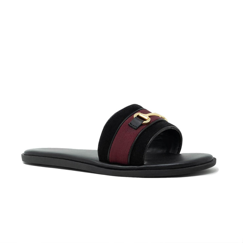 Mens Black & Burgundy Sliders