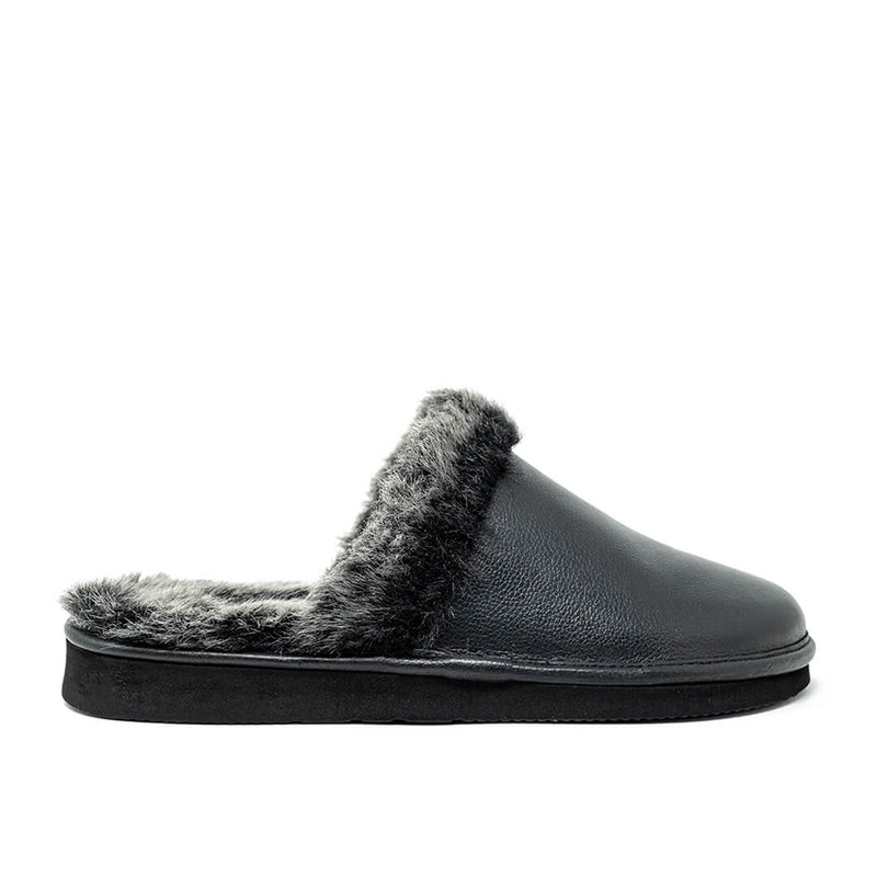 WALK London Layton Slipper Black Leather