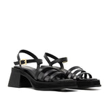 Black Leather Walk London Lily Ankle Strap Sandal 