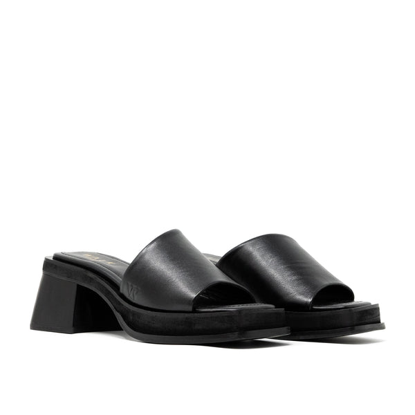 Black Leather Walk London Lily Mule Sandals