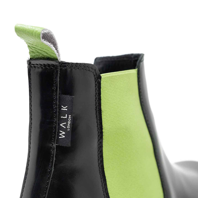 WALK London Ademola Lookman Chelsea Boot Black With Lime Green