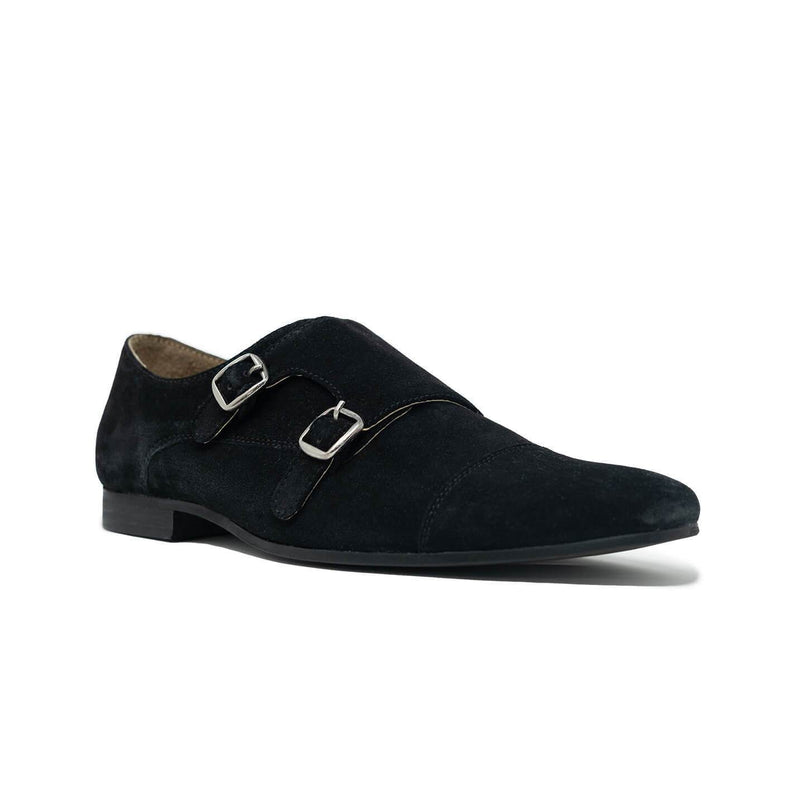 Black Suede Monk Strap Shoe