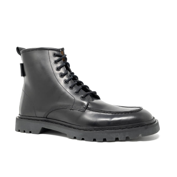 WALK London Milano Apron Boot Black Leather