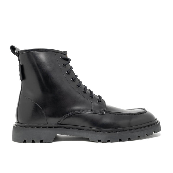 WALK London Milano Apron Boot Black Leather