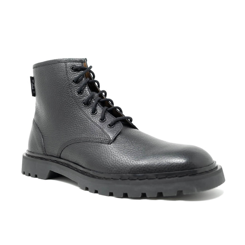 WALK London Milano Lace Up Black Leather