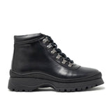 WALK London Moonwalk Combat Lace Up Boot Black Leather