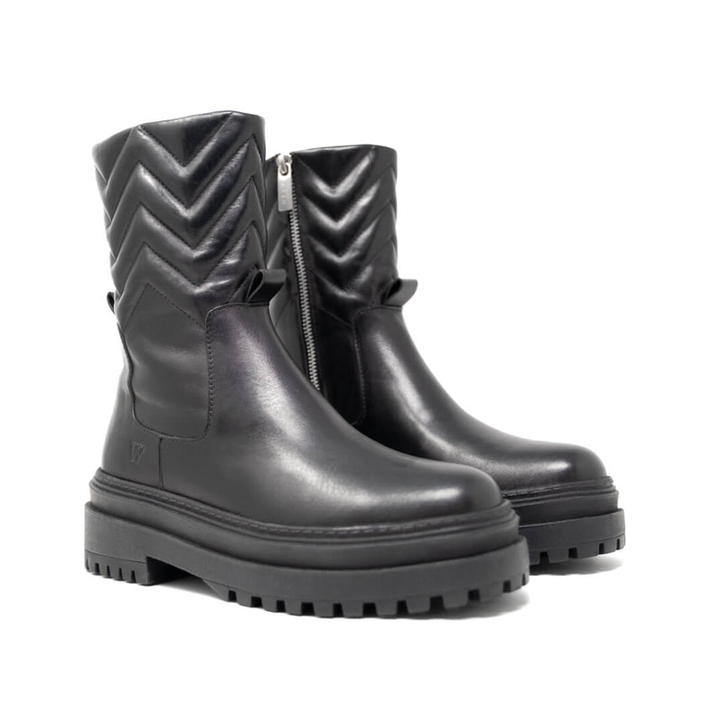 WALK London Naomi Quilted Plug Boot Black Leather