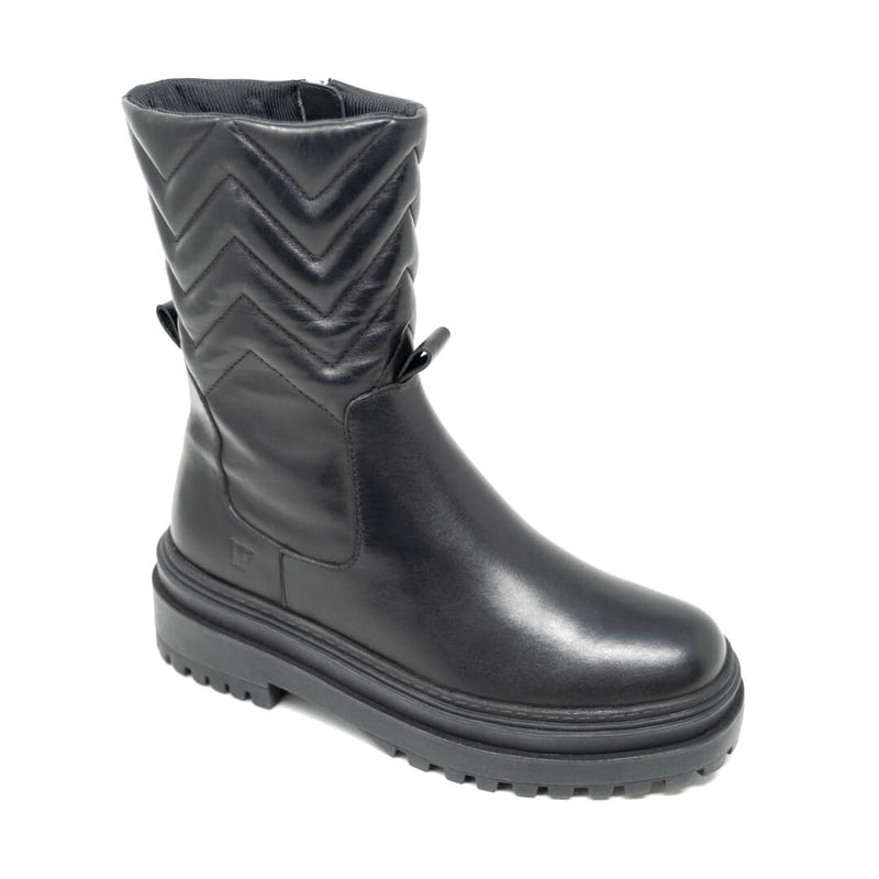 WALK London Naomi Quilted Plug Boot Black Leather