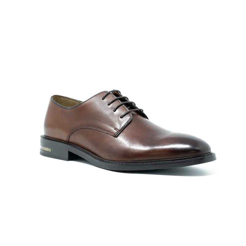 Men;s Tan Leather Derby Shoe with Heel Clip